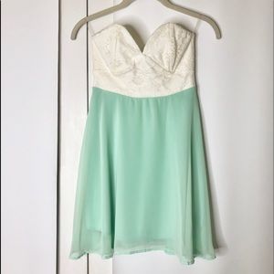 White and mint chiffon dress